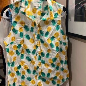 J.Crew Pineapple Print Sleeveless Shirt